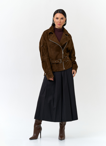 Женская куртка из натуральной замши с поясом