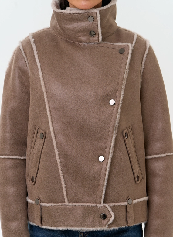 Женская дубленка из эко замши