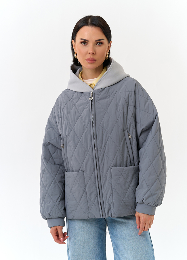 Женская куртка с трикотажным капюшоном модель № 32837 универмаг малина