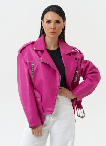 Куртка косуха из эко кожи розового цвета