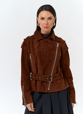 Куртка из натуральной замши с поясом