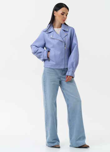 Куртка косуха из эко кожи голубого цвета