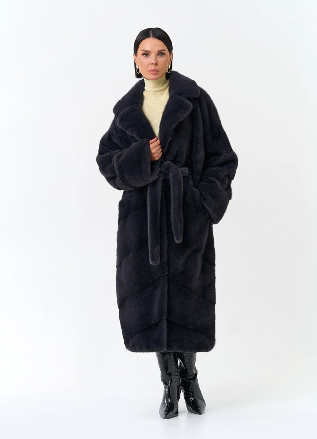 Женская шуба из меха норки с английским воротником модель № 34190 универмаг малина