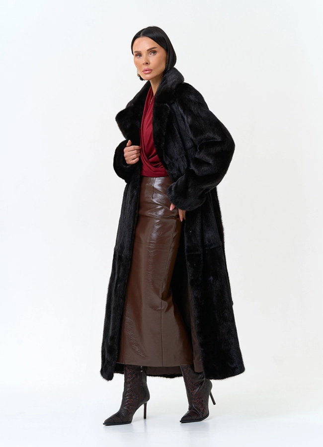 Женская шуба из меха норки с английским воротником модель № 33904 универмаг малина