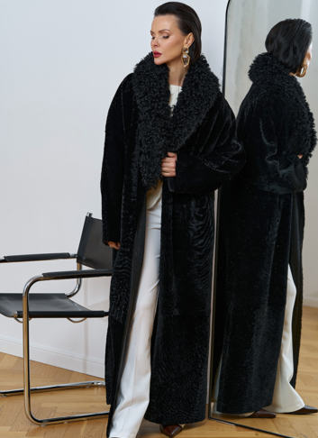 Женская натуральная дубленка с воротником шаль