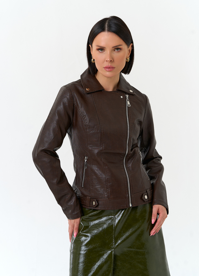 Женская куртка косуха из эко кожи модель № 33156 в рассрочку