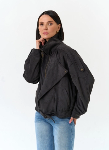Женская куртка бомбер из эко замши