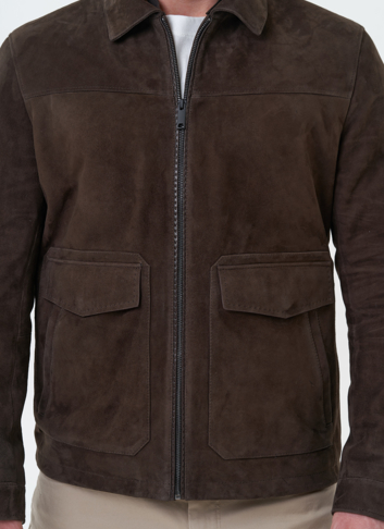 Мужская куртка из натуральной замши коричневого цвета