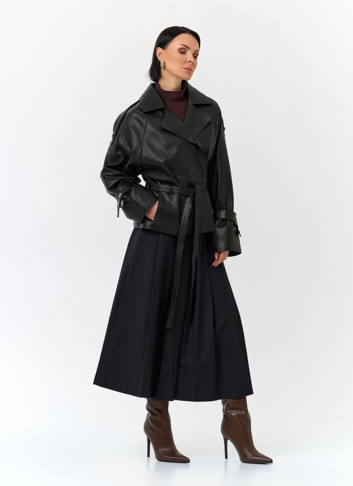 Женская куртка из натуральной кожи с поясом