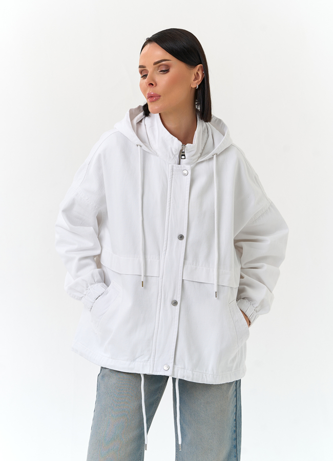 Женская джинсовая куртка с капюшоном модель № 33126 универмаг малина