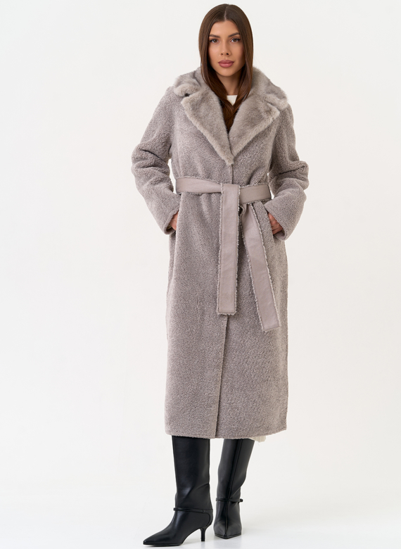 Женская двухсторонняя дубленка из эко замши