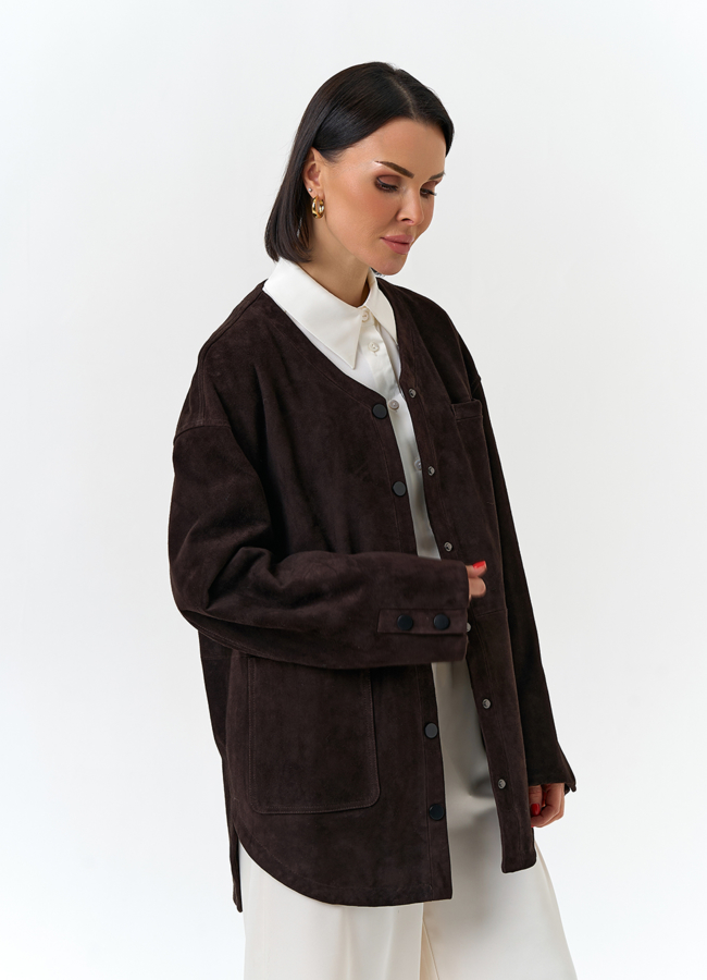 Удлиненная куртка из натуральной замши модель № 32534 универмаг малина