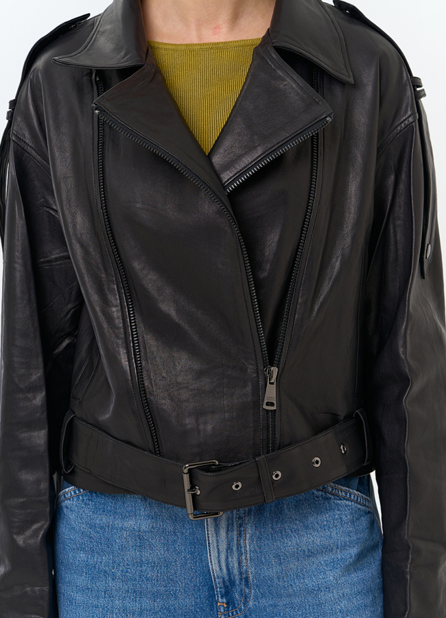 Женская куртка косуха из натуральной кожи модель № 26849 универмаг малина