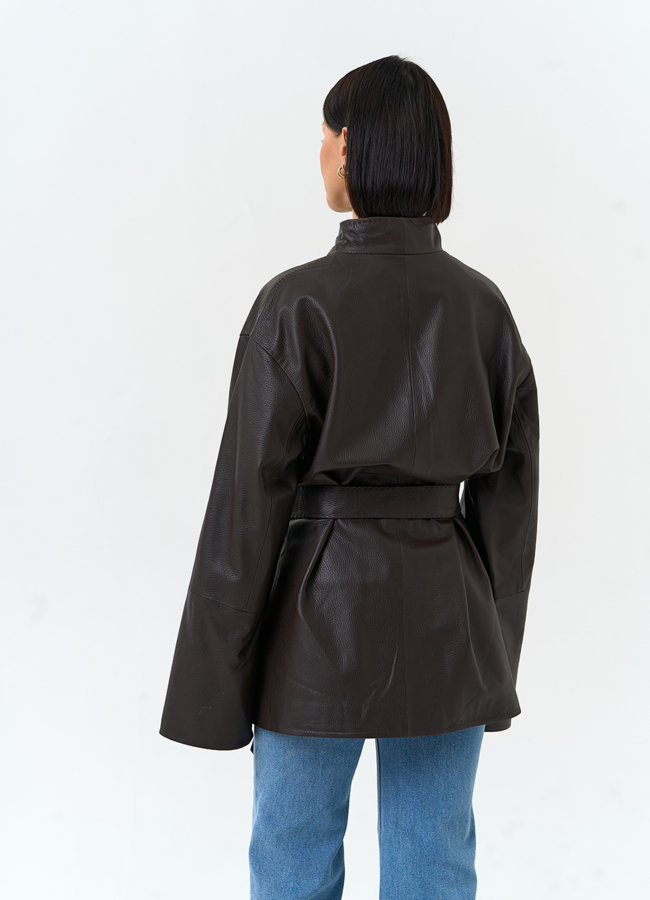 фото Женский жакет кимоно из натуральной кожи модель № 33116