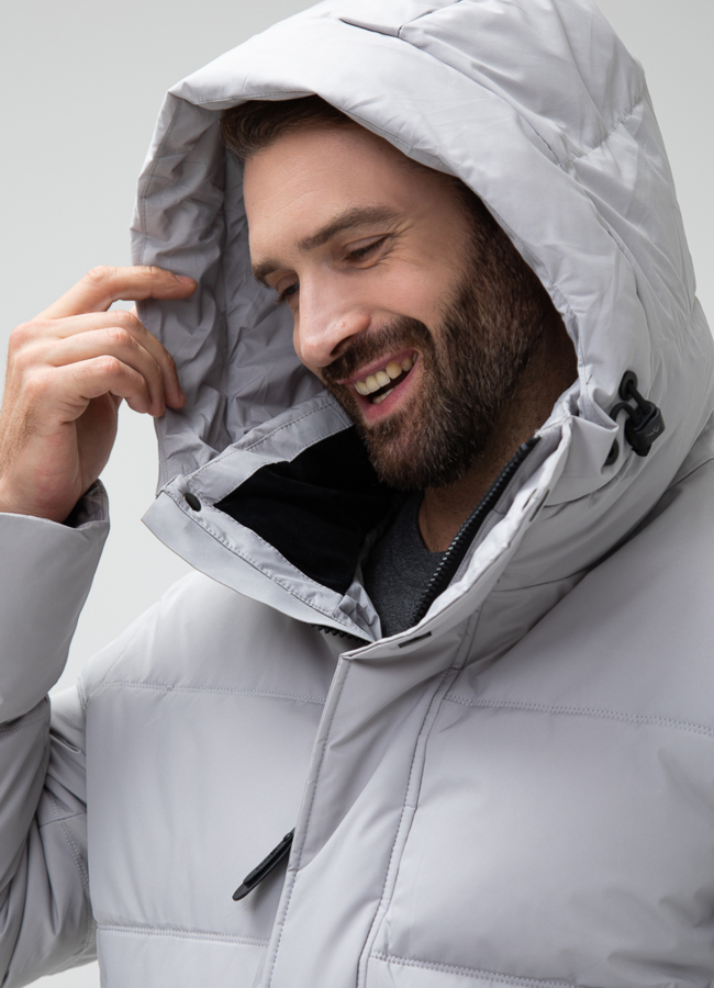 Мужской пуховик с капюшоном  модель № 28404 универмаг малина