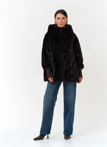Женская дубленка из эко замши