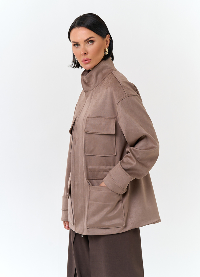 Женская куртка парка из эко замши  модель № 32734 универмаг малина