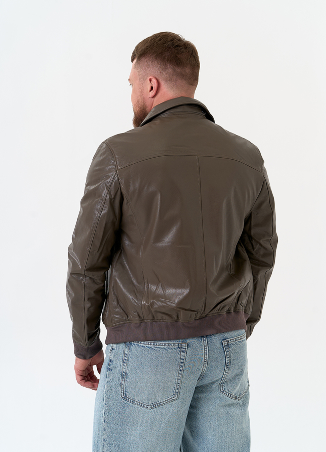фото Мужская куртка бомбер из натуральной кожи модель № 32743