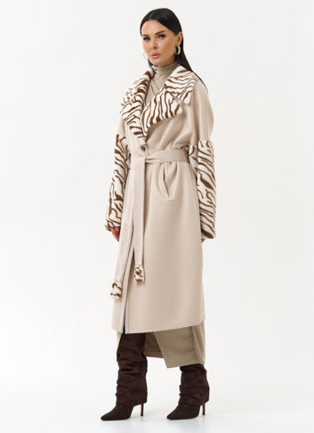 Двухстороннее пальто из эко замши с английским воротником