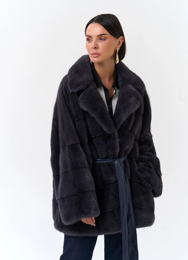 Шуба из меха норки с английским воротником модель № 33698 универмаг малина