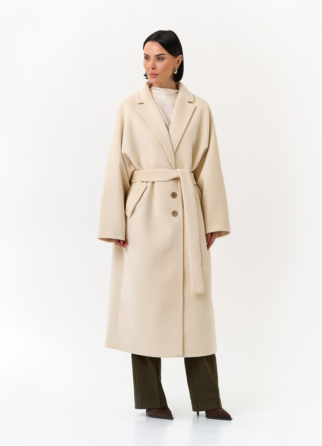 Женское свободное пальто с поясом модель № 32816 универмаг малина