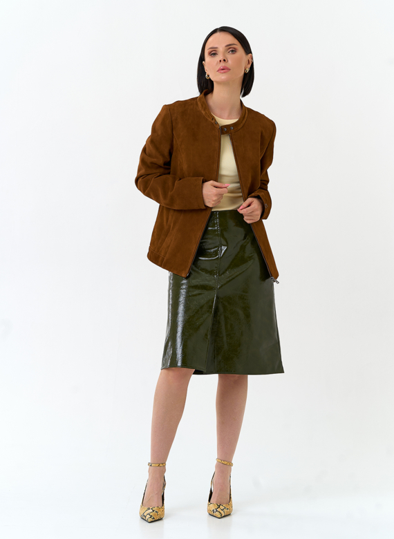 Женская куртка мото из натуральной замши