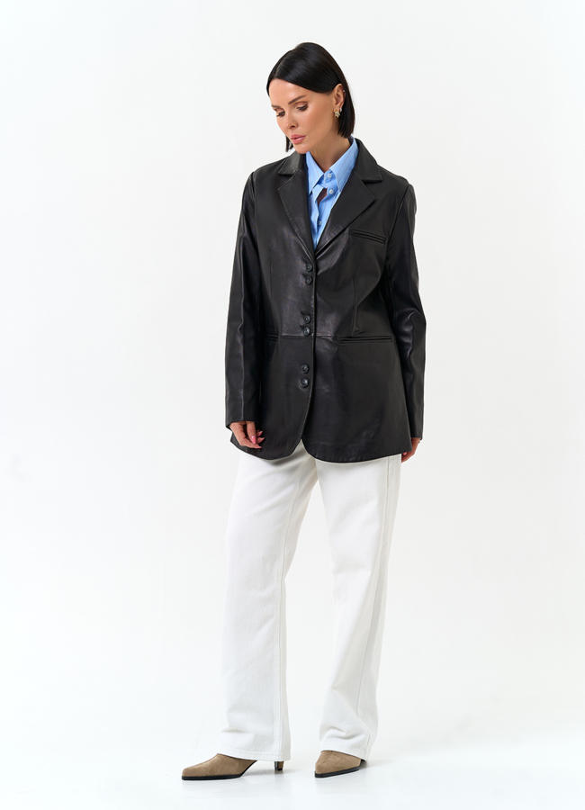 Женский жакет из натуральной кожи модель № 24505 в рассрочку
