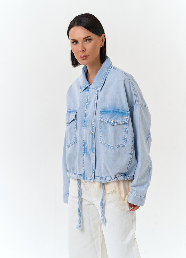 Женская объемная джинсовая куртка  модель № 33128 универмаг малина