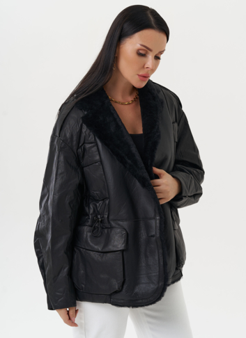 Куртка из натуральной кожи с английским воротником