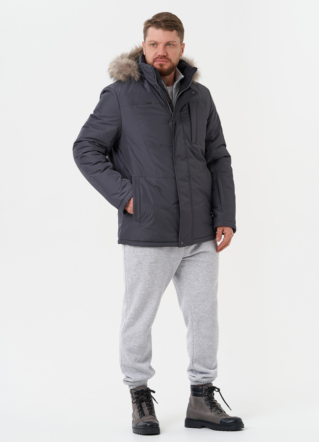 Мужская куртка с капюшоном из меха енота модель № 28276 в рассрочку