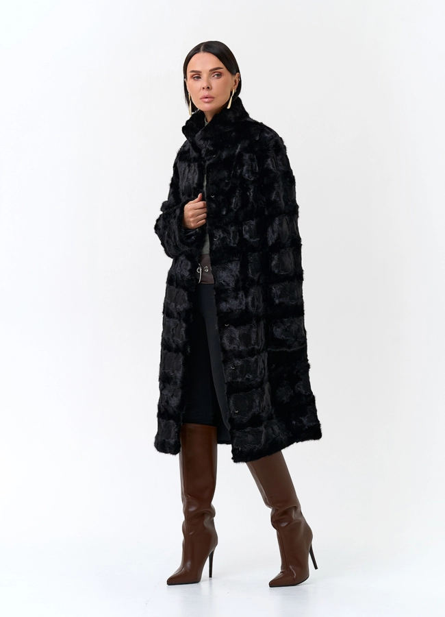 Шуба из меха норки с воротником стойка модель № 33819 универмаг малина