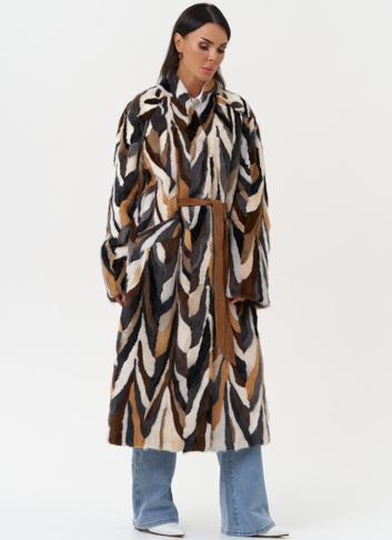 Шуба из норки в стиле пэчворк