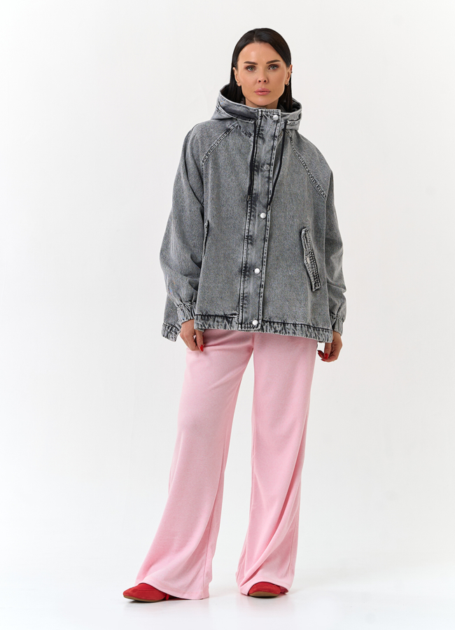 Женская джинсовая куртка с капюшоном модель № 33131 в рассрочку