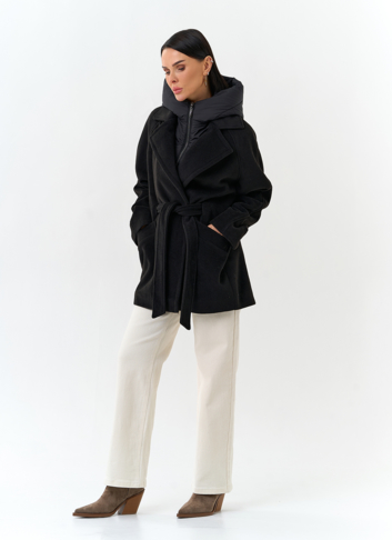 Женское пальто со съемный капюшоном