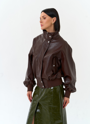 Женская куртка бомбер из эко кожи