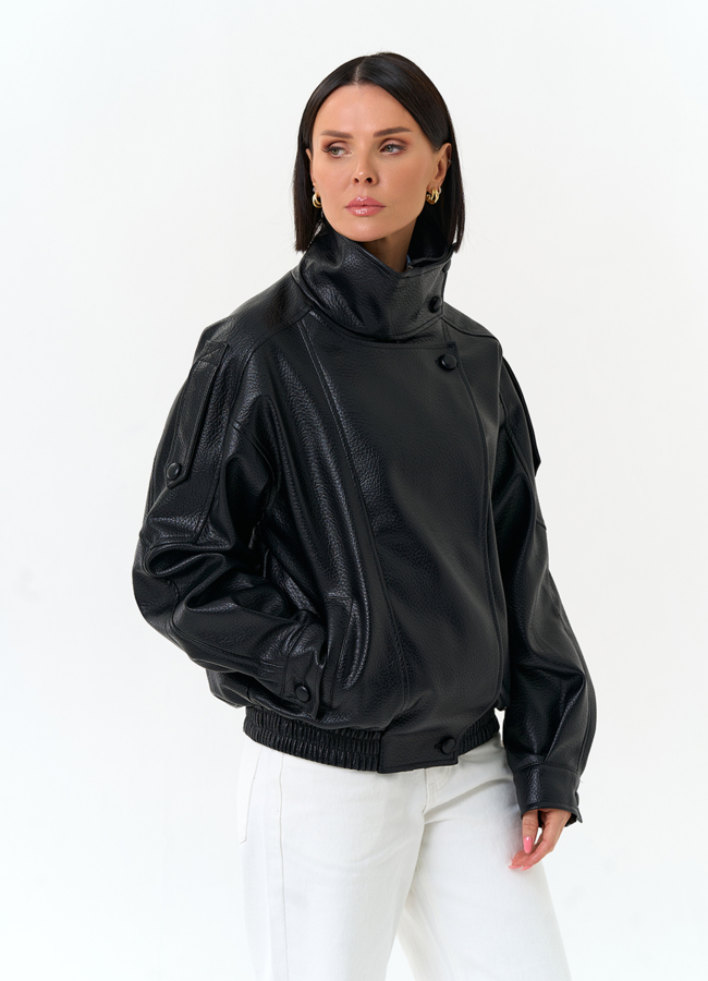 Женская куртка из эко кожи с воротником стойкой модель № 33143 универмаг малина