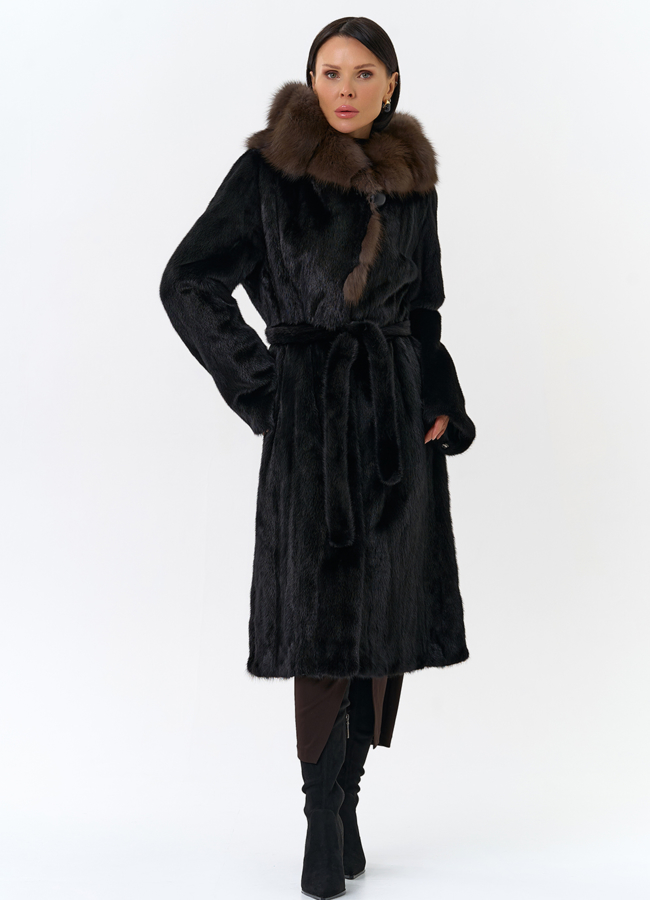 Шуба из норки с капюшоном  модель № 25003 в кредит