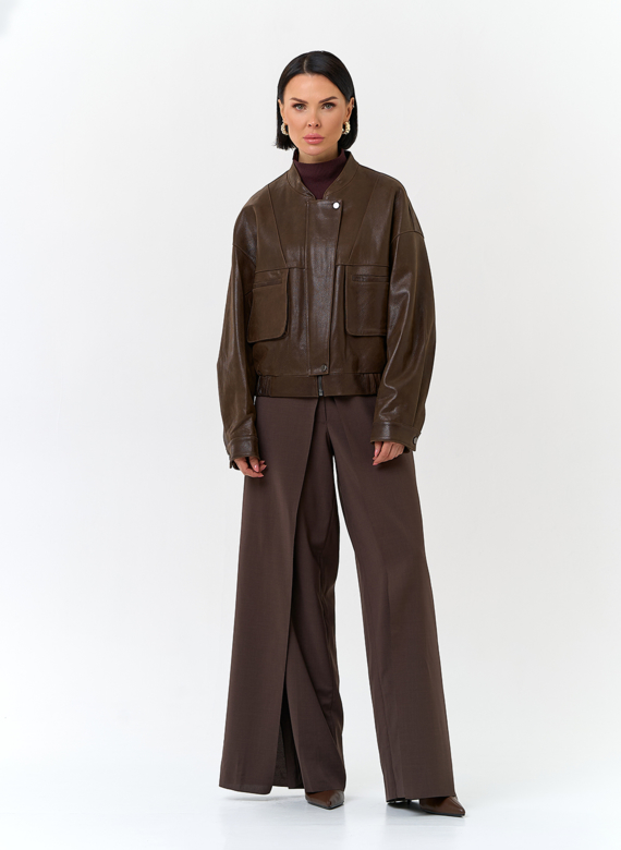 Женская куртка бомбер из натуральной кожи