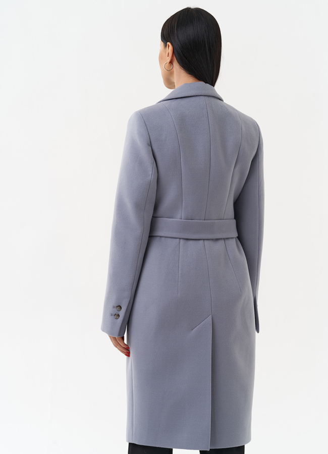 фото Женское двубортное пальто с поясом модель № 29894