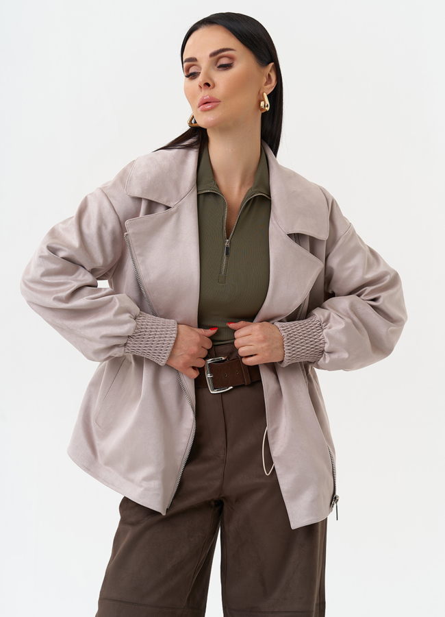 Женская куртка из эко замши с поясом модель № 30058 универмаг малина