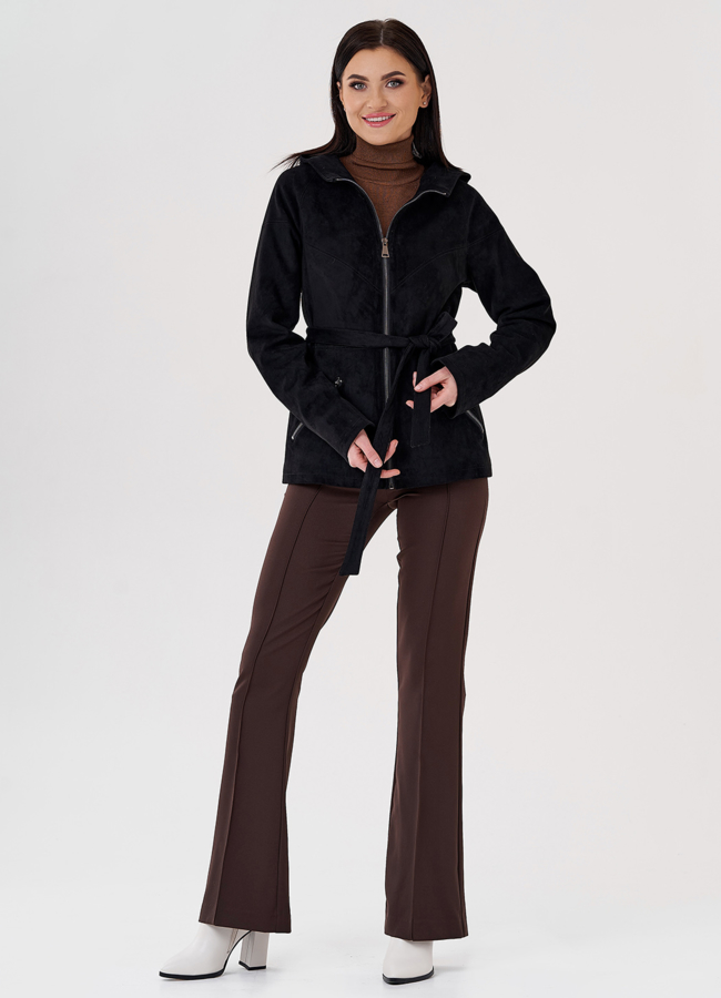 фото Куртка из эко замши с капюшоном модель № 24104