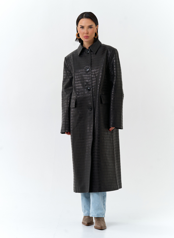 Женский плащ из натуральной кожи 