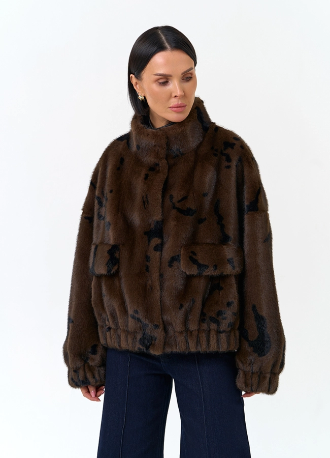 Женская куртка бомбер из эко меха модель № 34276 универмаг малина фото