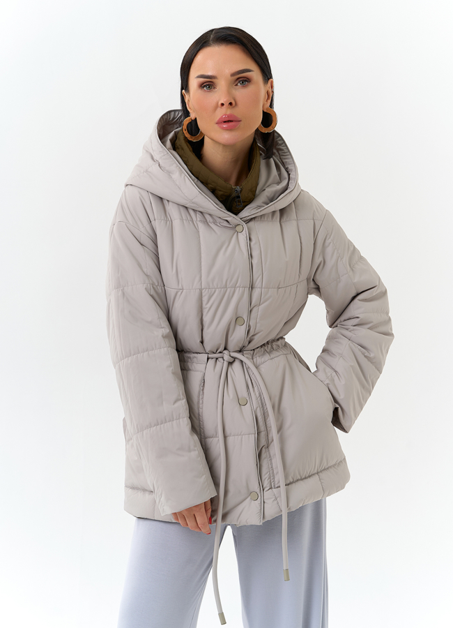 Женская куртка с контрастным воротником модель № 32564 меха малина