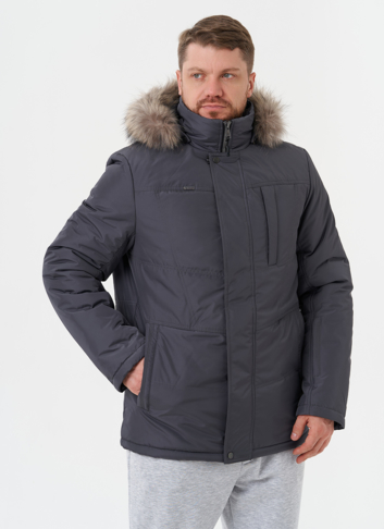 Мужская куртка с капюшоном из меха енота