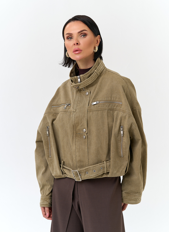 Женская короткая джинсовая куртка