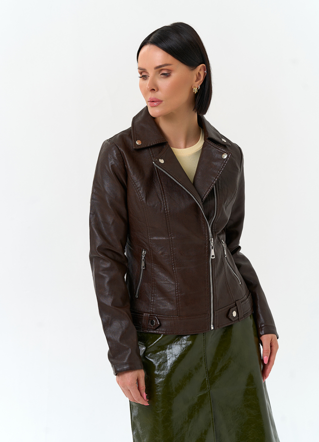 Женская куртка косуха из эко кожи модель № 33156 универмаг малина