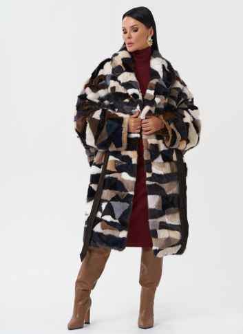 Шуба из меха норки с английским воротником