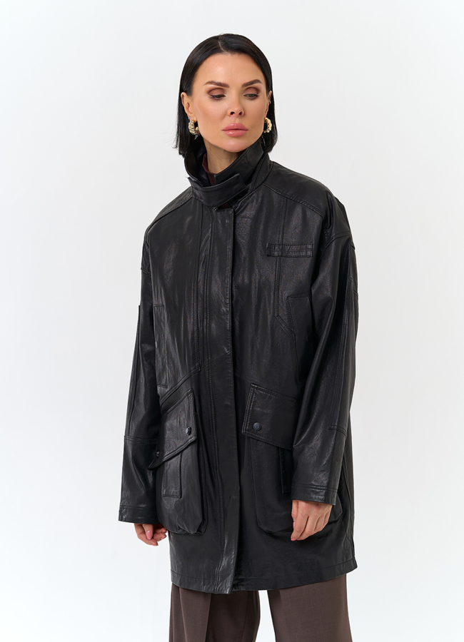 Женская удлиненная куртка из натуральной кожи модель № 32759 универмаг малина