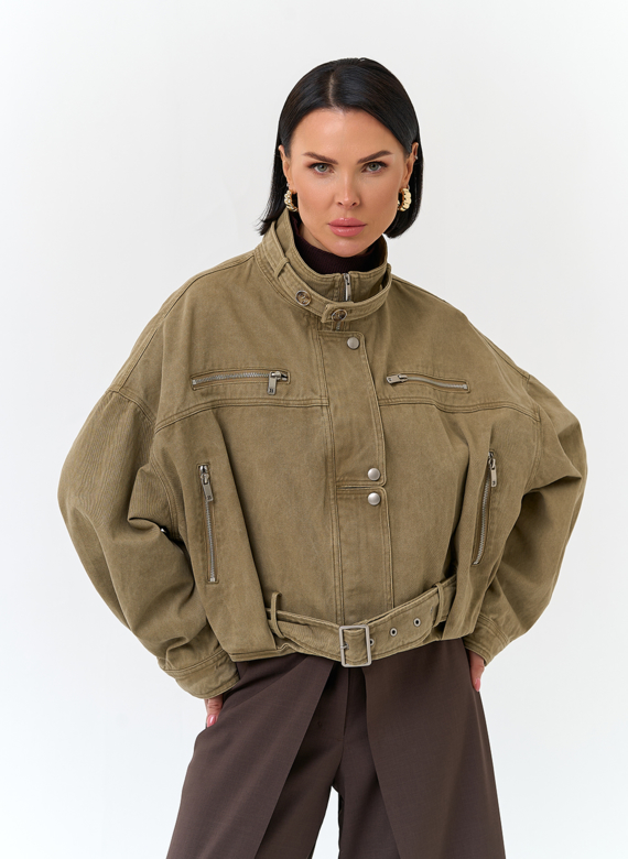 Женская короткая джинсовая куртка